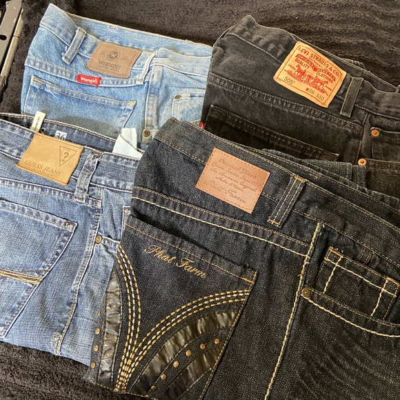 Assorted designer jeans. Variety of colors. All sizes 36